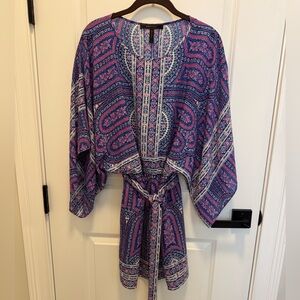 BCBG Paisley Kimono Cover-Up in Blue and Pink